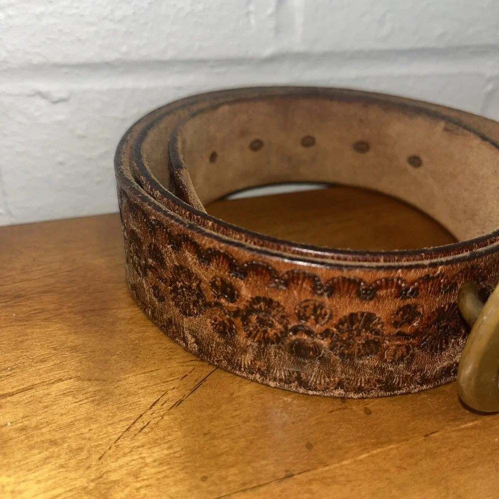 Vintage 1978 Tech Ether Guild Inc 'Big Horn' ram solid brass belt buckle & Belt